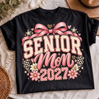Senior Mom 2027 PNG coquette pink bow varsity shirt design, t-shirt mockup 3