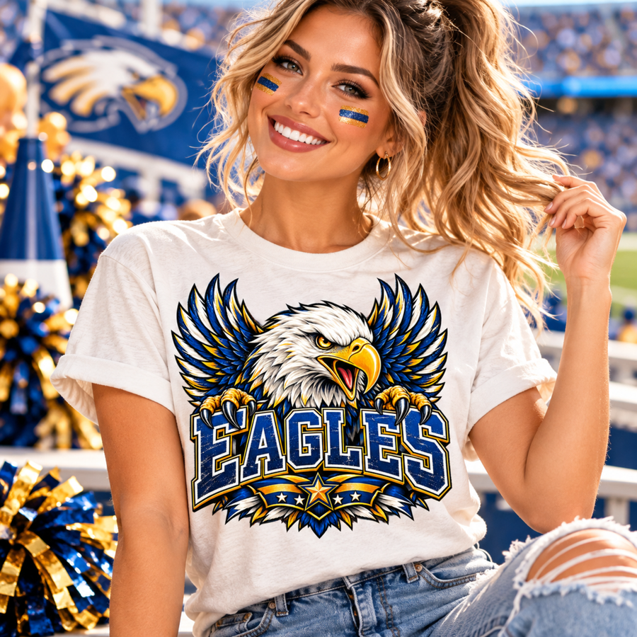 Eagles mascot design in navy and gold