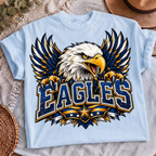 Eagles mascot PNG navy and gold team spirit shirt design, t-shirt mockup 2