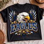 Eagles mascot PNG navy and gold team spirit shirt design, t-shirt mockup 3