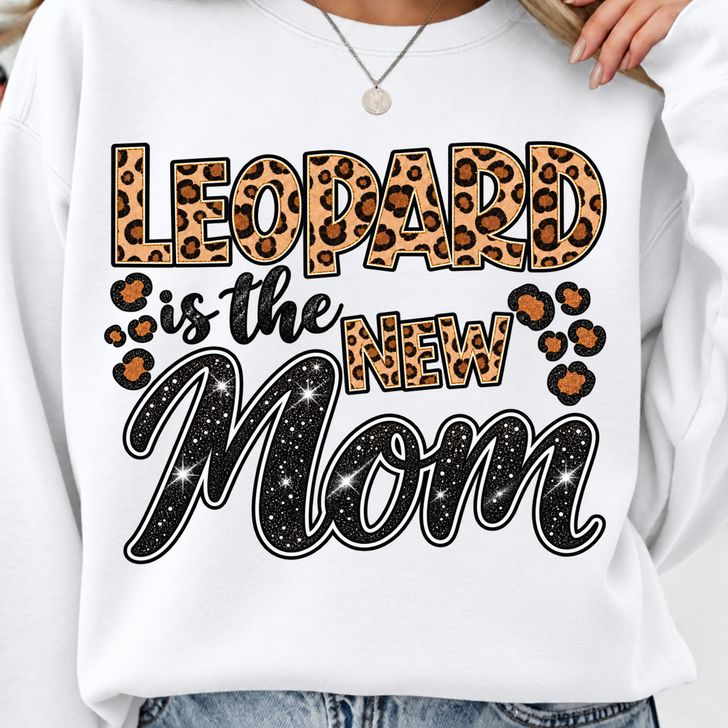 Leopard Is The New Mom PNG glitter leopard print mom shirt design, t-shirt mockup 5