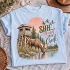 Shh Quiet on the Creek PNG moose hunting blind shirt design, t-shirt mockup 2