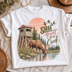Shh Quiet on the Creek PNG moose hunting blind shirt design, t-shirt mockup 3