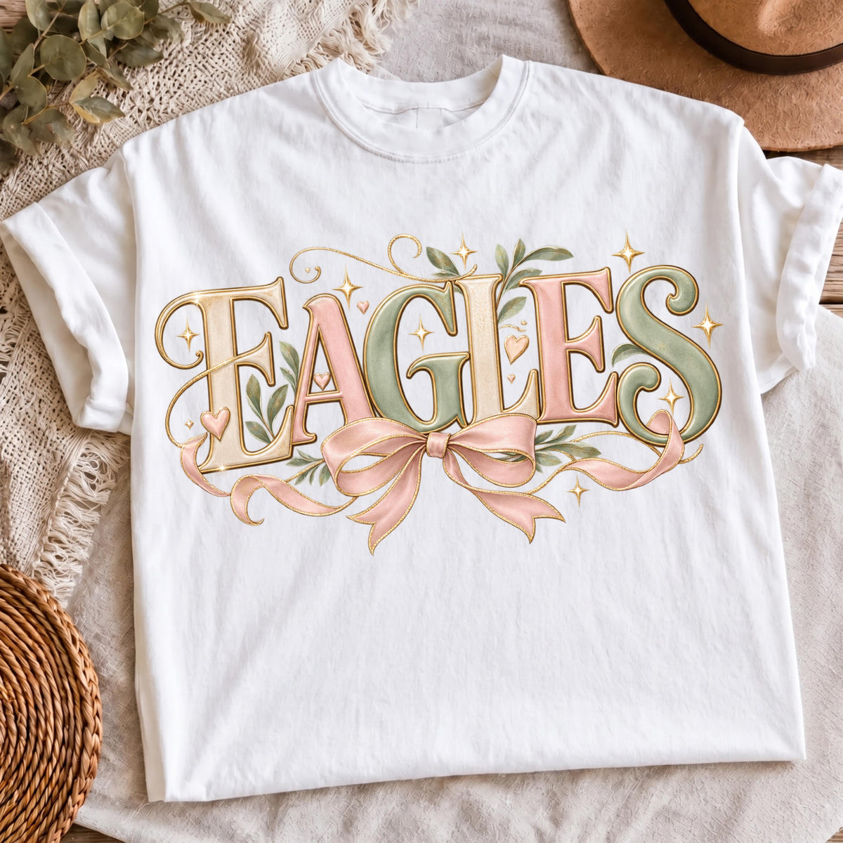 Coquette Eagles bow game day PNG, mockup 2