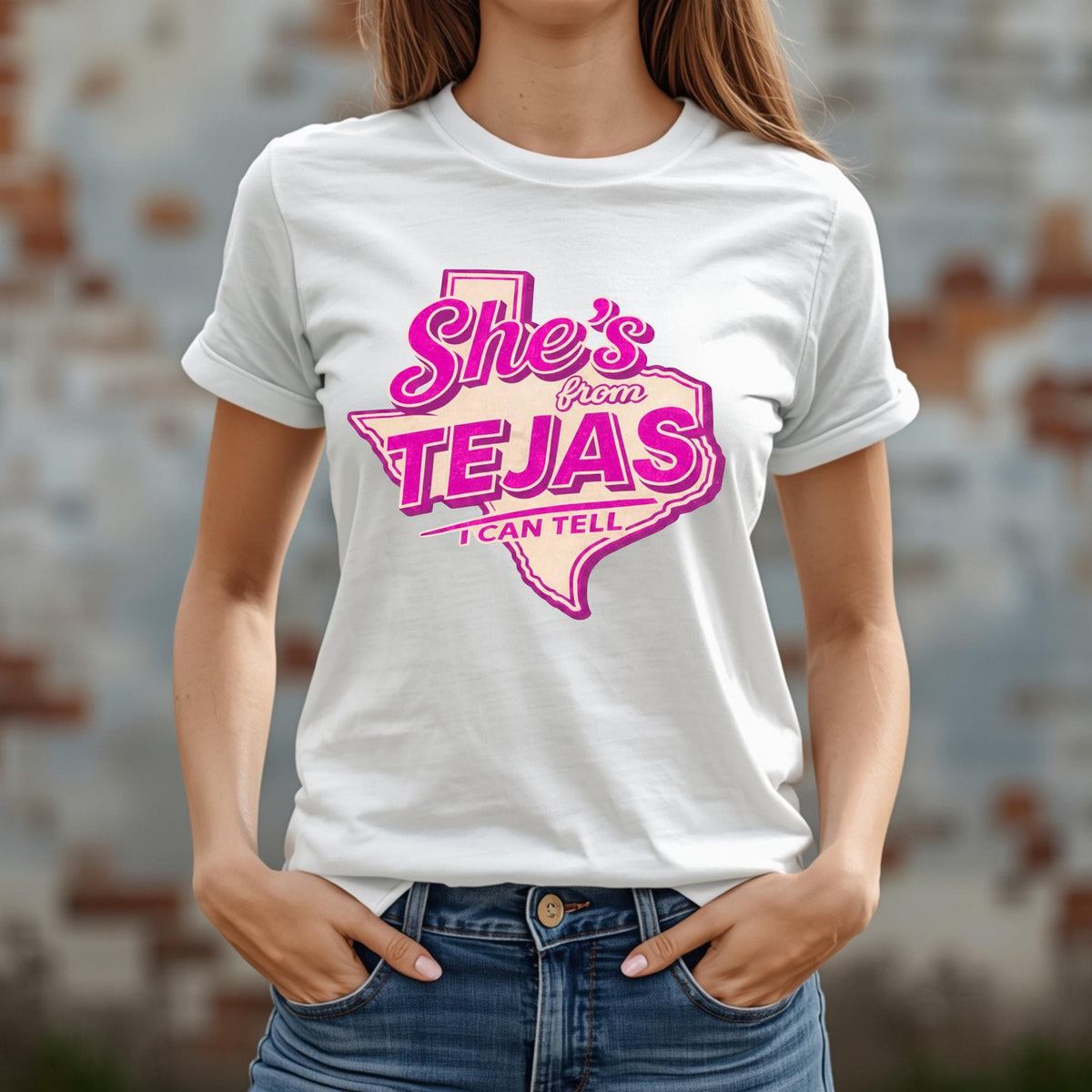 Pink Tejas retro Texas PNG, mockup 2