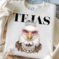 Texas Eagle PNG glam bald eagle tiara pink sunglasses shirt mockup