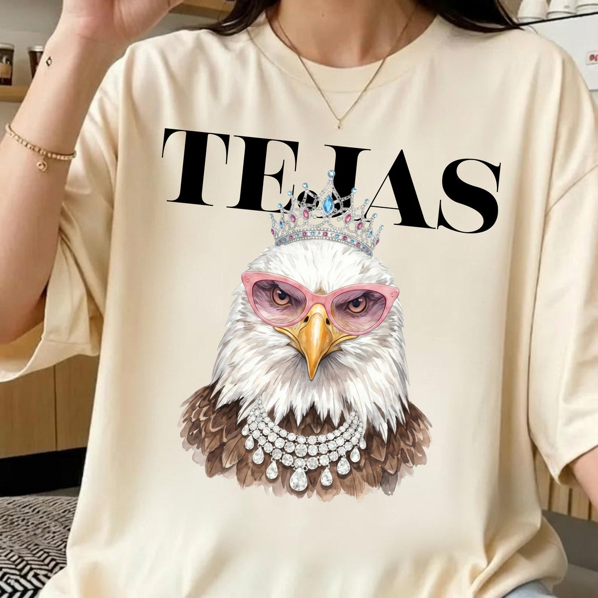 Glam Texas eagle diamond necklace PNG, mockup 2