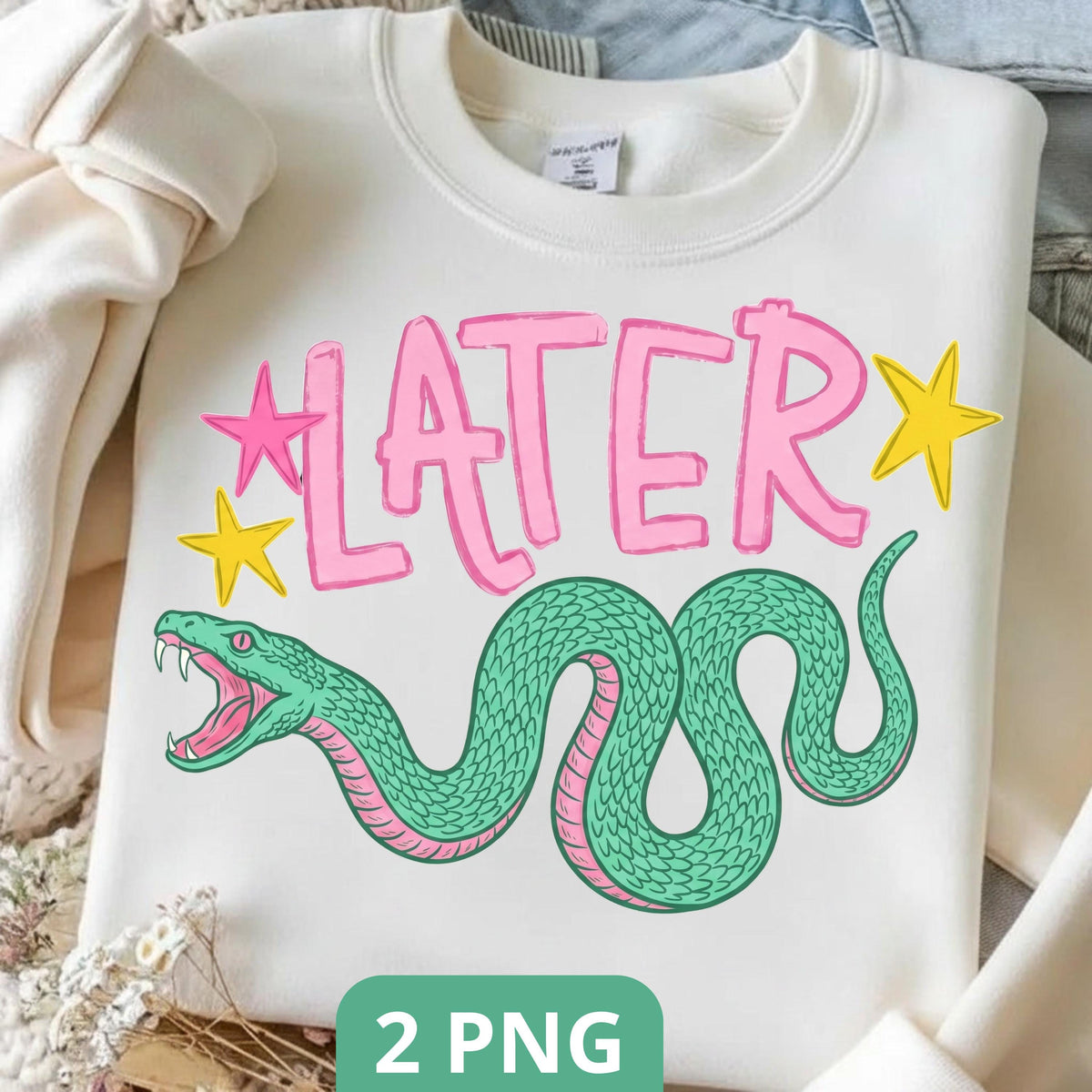 See You Later snake PNG bundle pink green retro shirt design mockup