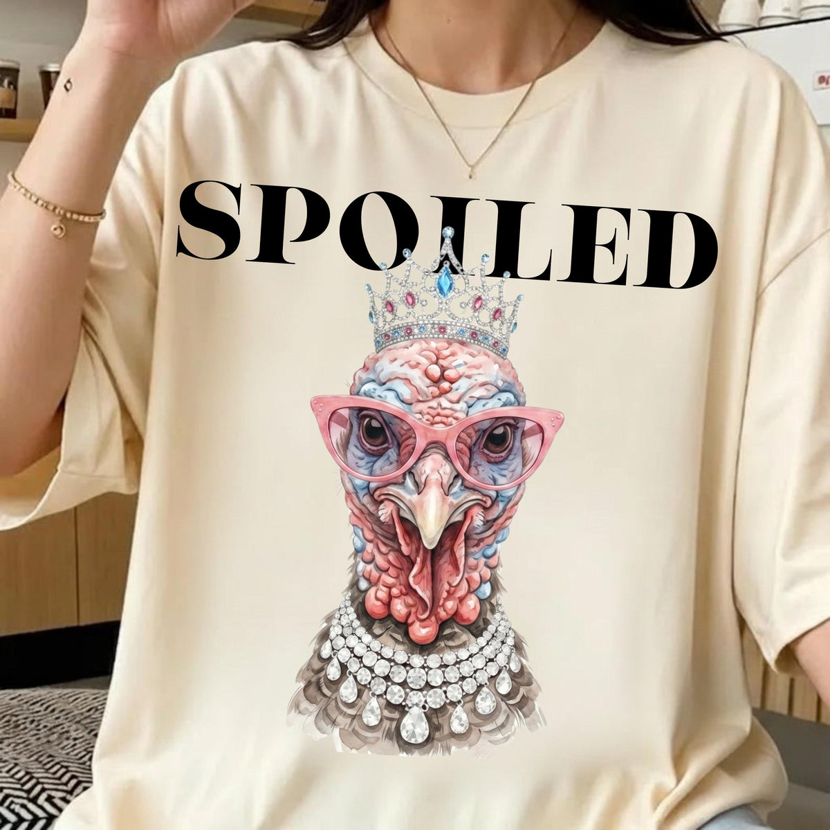 Sassy Turkey PNG glam Thanksgiving sublimation design, mockup 3