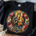 Ave Maria PNG Virgin Mary with baby Jesus floral design mockup