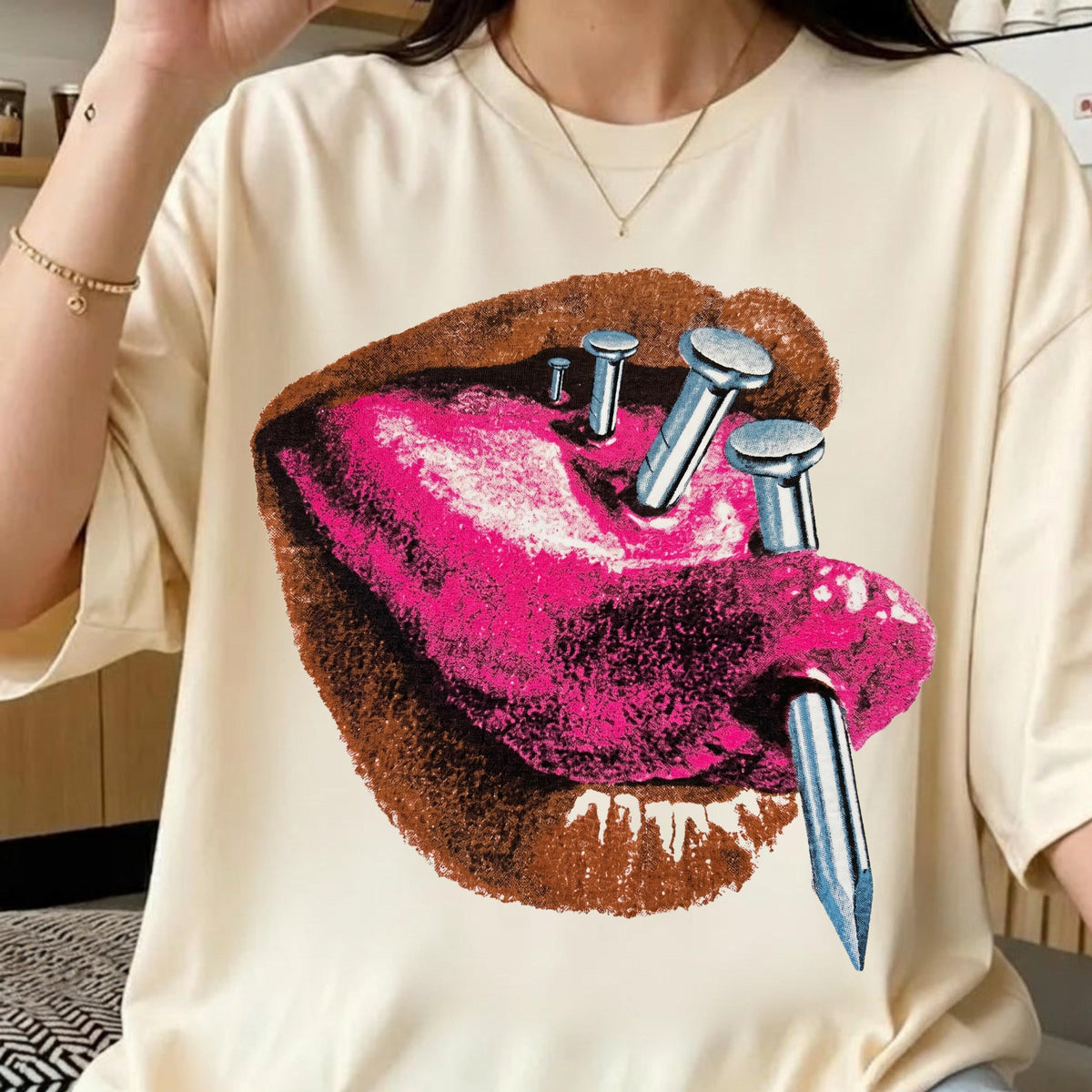 Punk lips PNG digital download, mockup 4