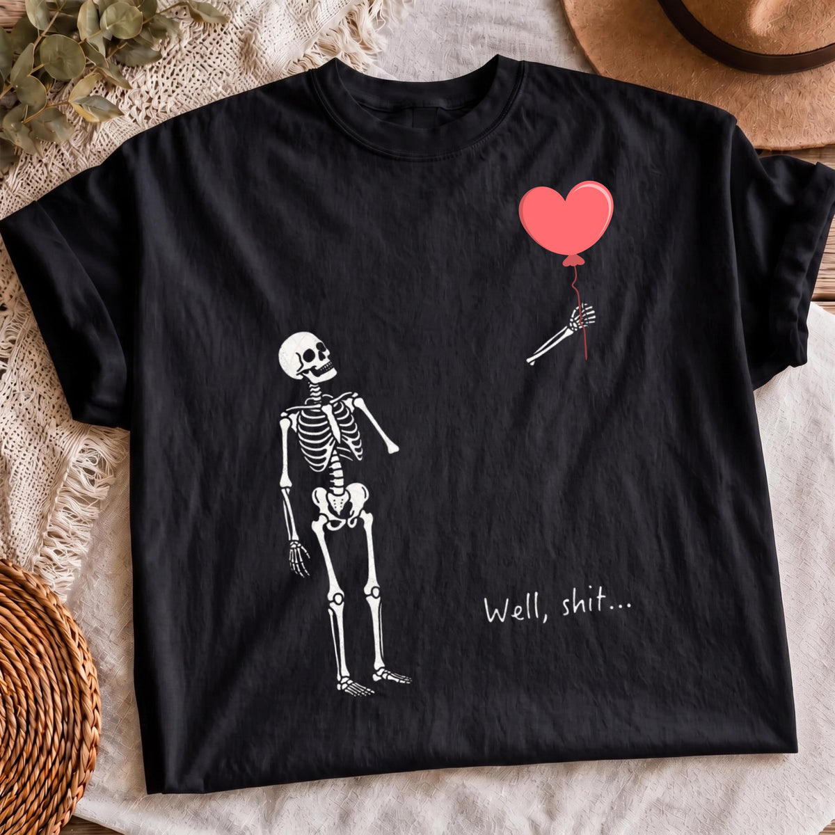 Skeleton balloon PNG funny anti Valentine shirt design mockup