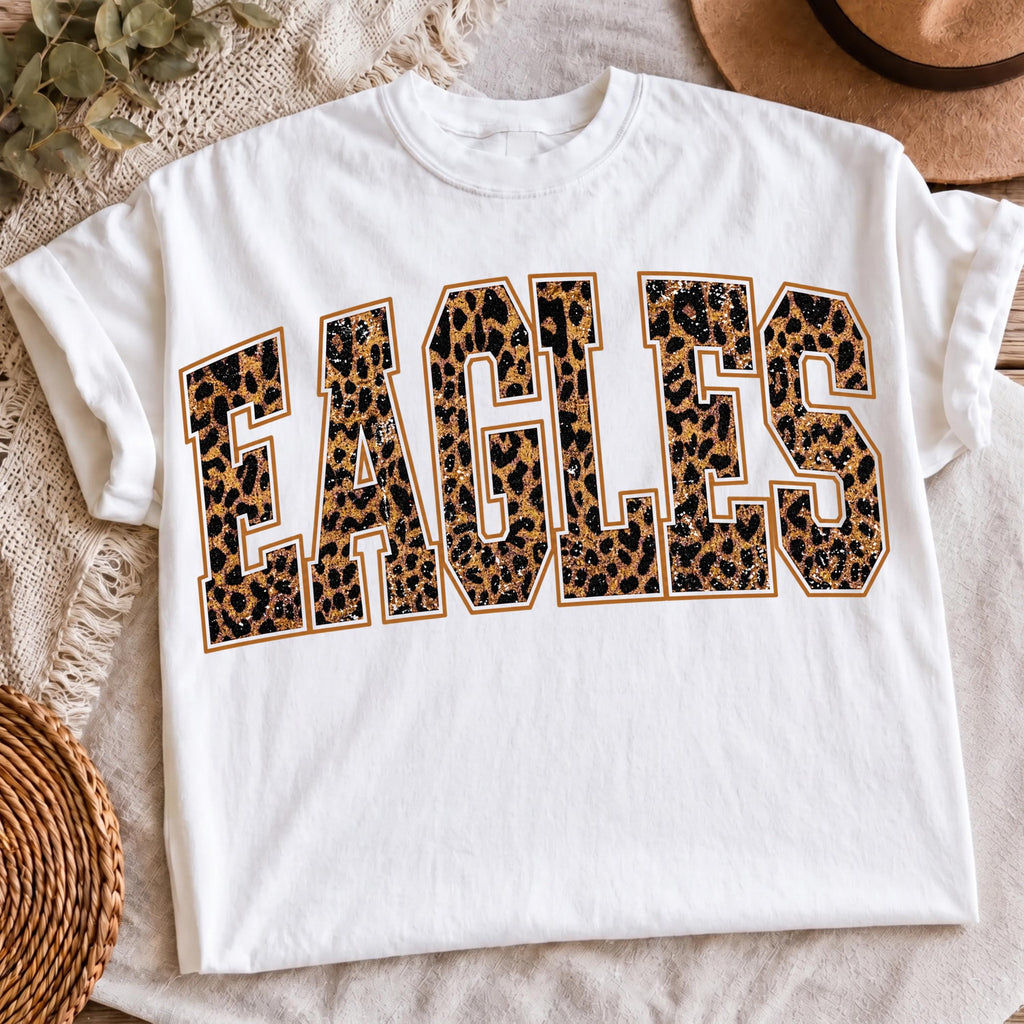 Leopard Eagles PNG cheetah print varsity game day shirt design mockup
