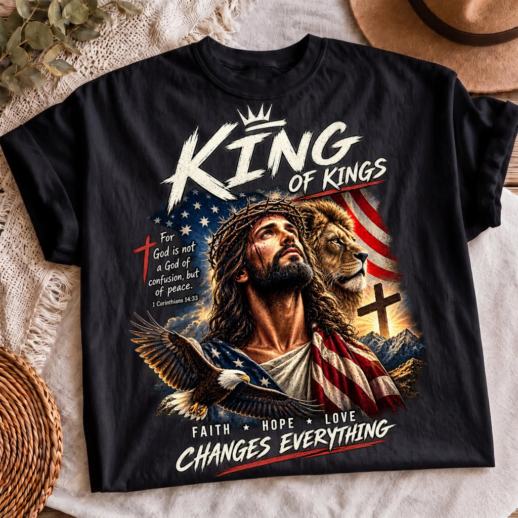 Jesus Lion of Judah patriotic American flag PNG shirt mockup