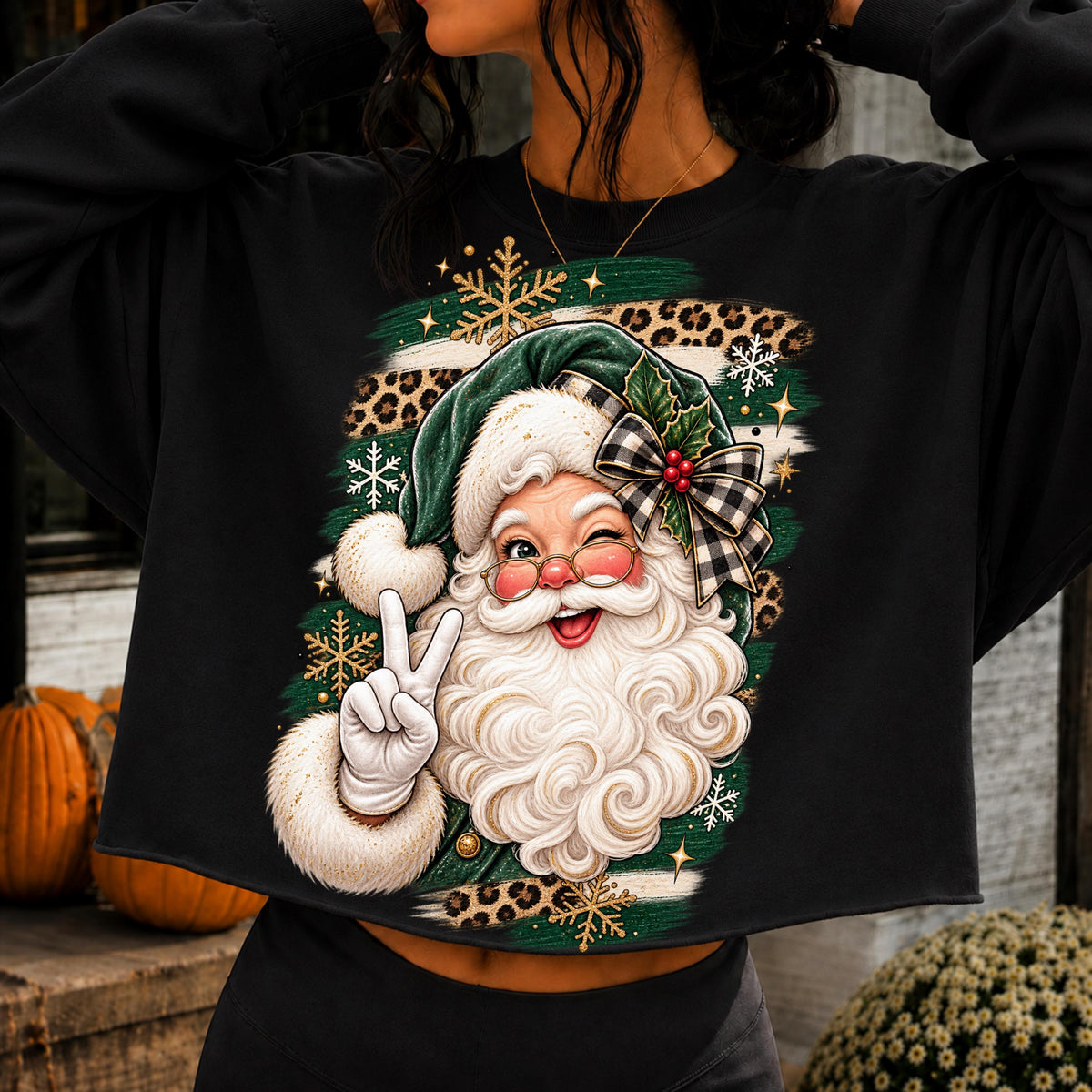 Green Santa Christmas shirt, mockup 5
