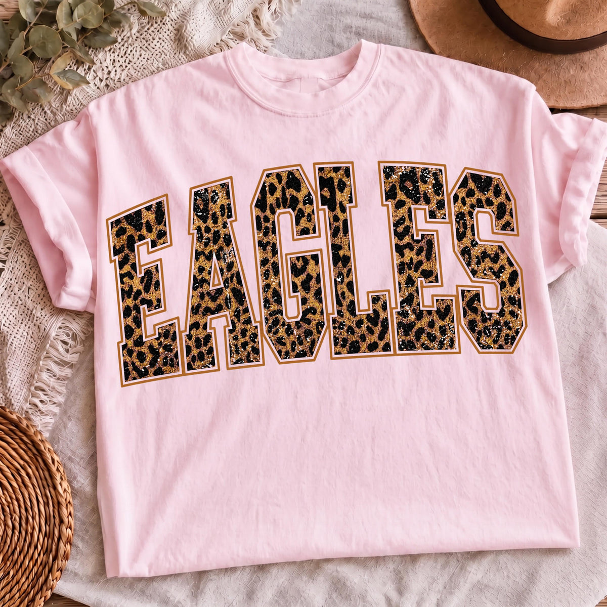 Leopard Eagles PNG football mom shirt design, mockup 4
