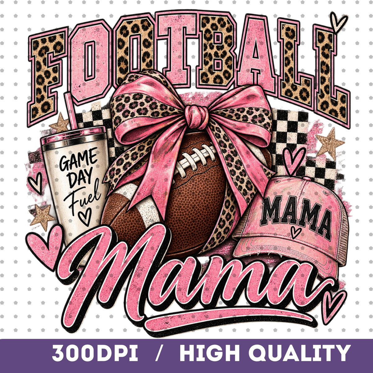 Pink leopard football mom PNG, mockup 2