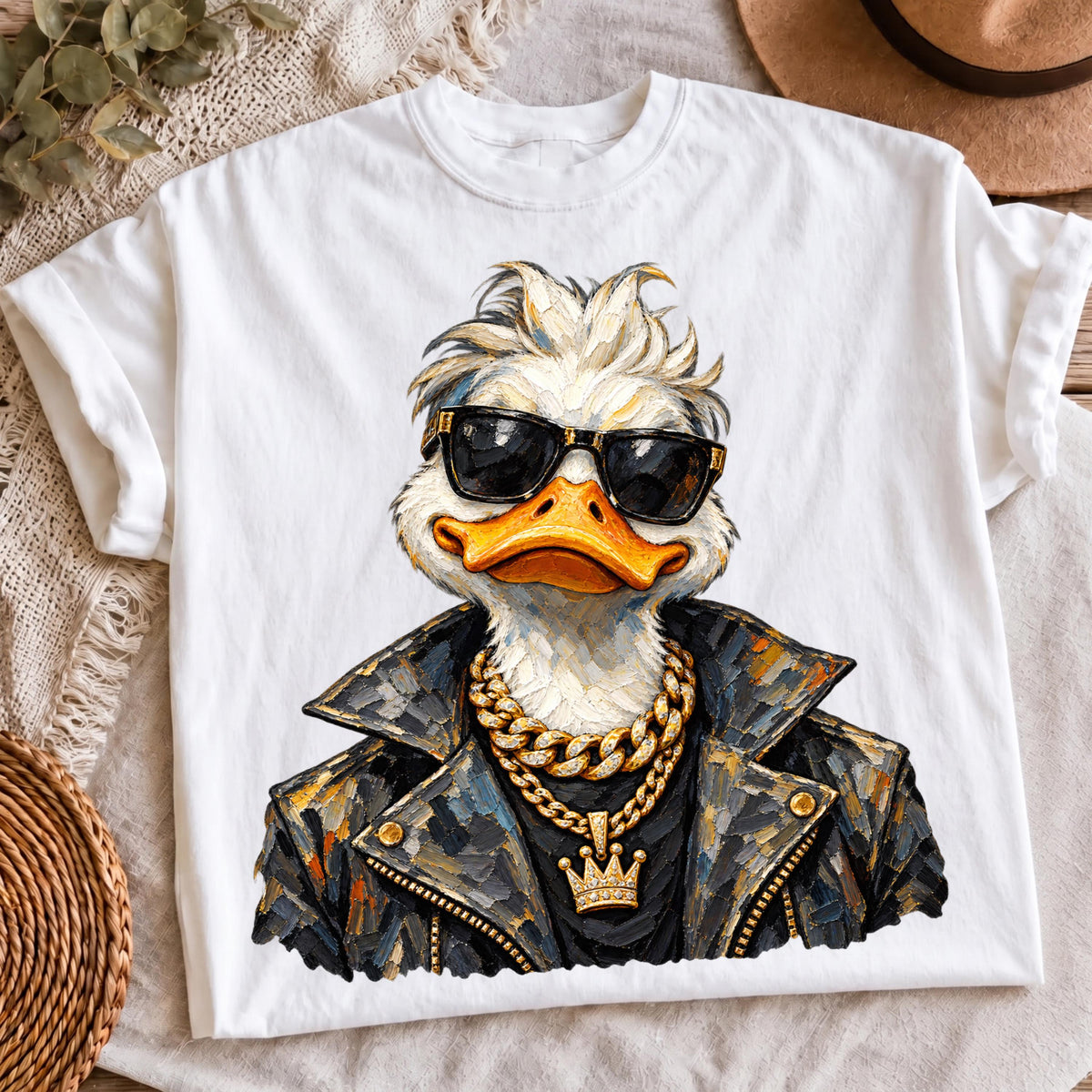 Cool duck PNG funny streetwear duck sunglasses shirt mockup