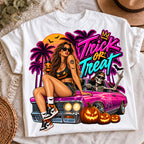 Neon spooky car girl PNG, mockup 2