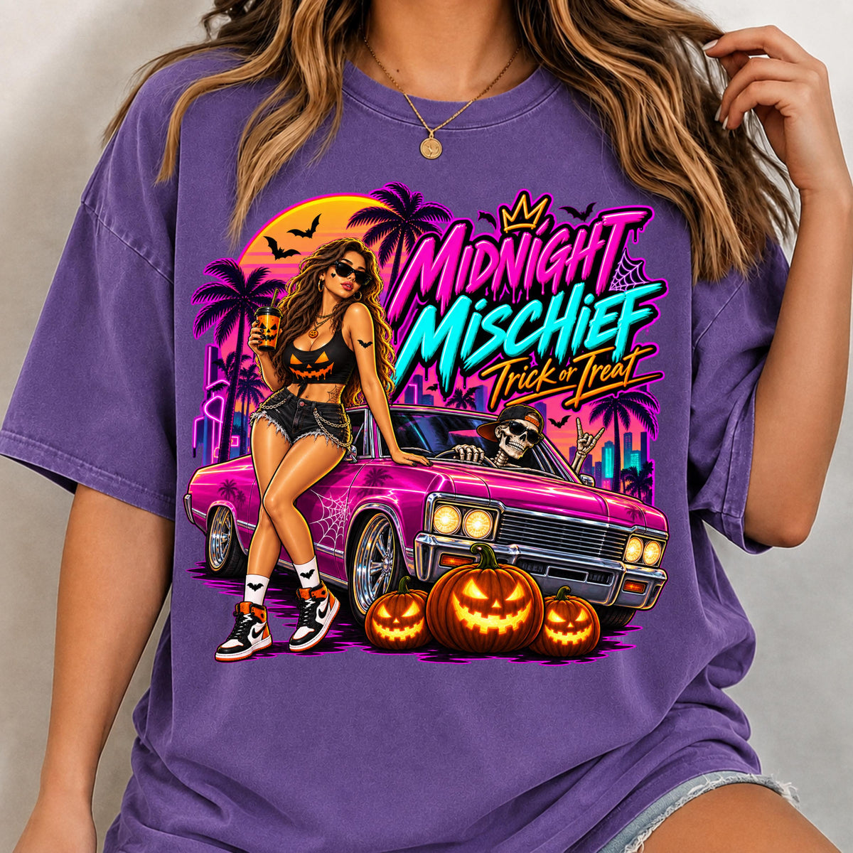 Pink car Halloween PNG digital download, mockup 5