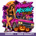 Pink car Trick or Treat PNG neon Halloween girl shirt mockup