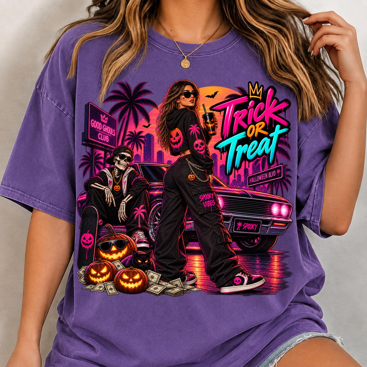 Neon Trick or Treat PNG digital download, mockup 5