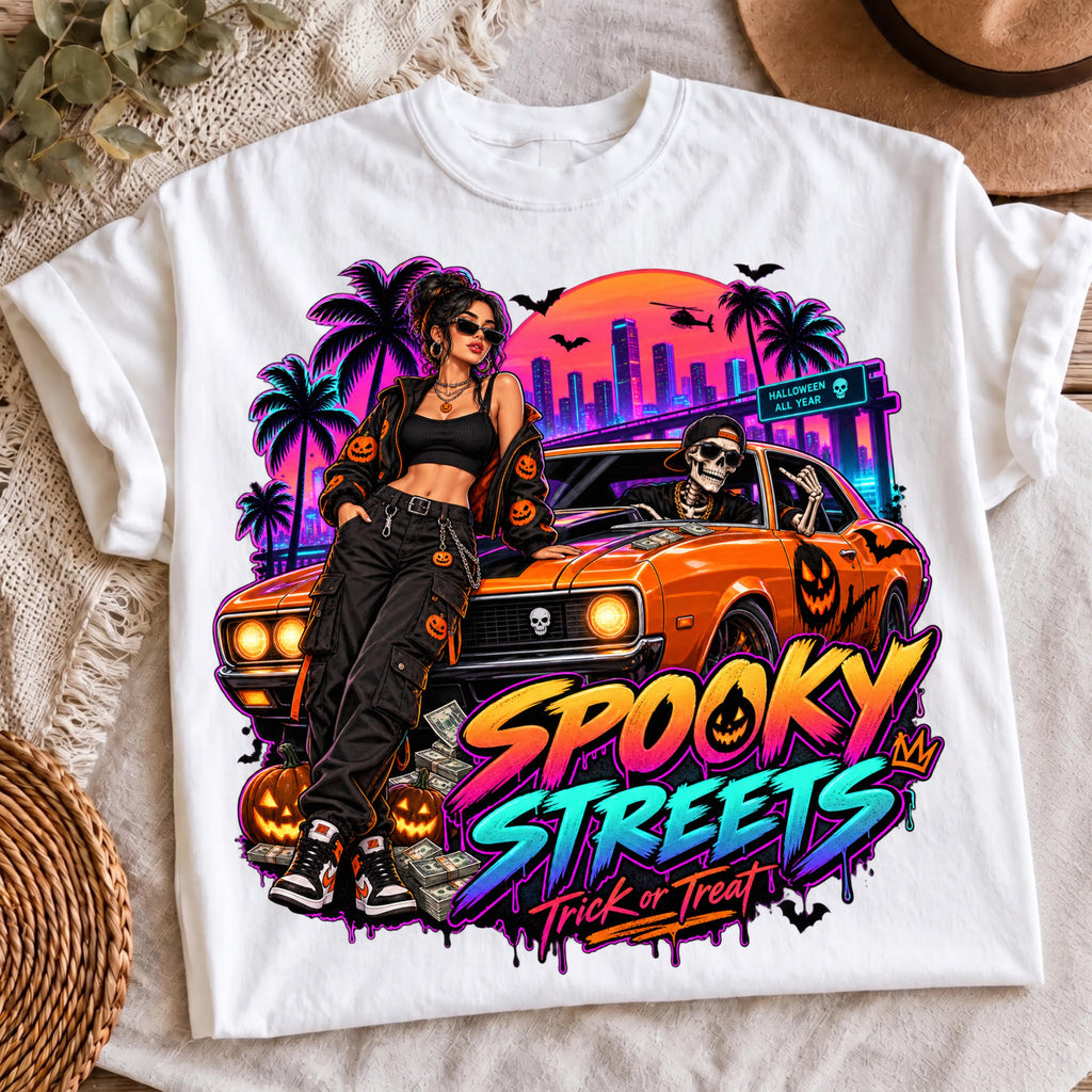 Neon skeleton driver muscle car PNG, mockup 2
