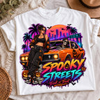 Neon skeleton driver muscle car PNG, mockup 2