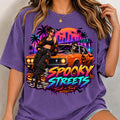 Spooky Streets neon Halloween PNG skeleton car shirt mockup