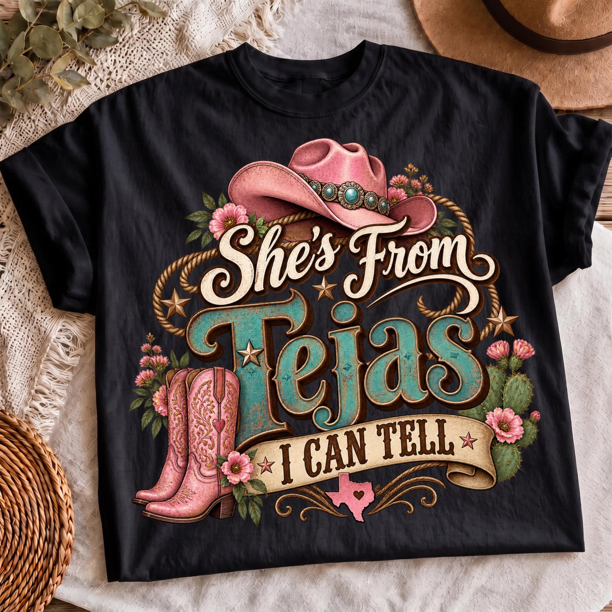 Tejas cowgirl floral PNG, mockup 2