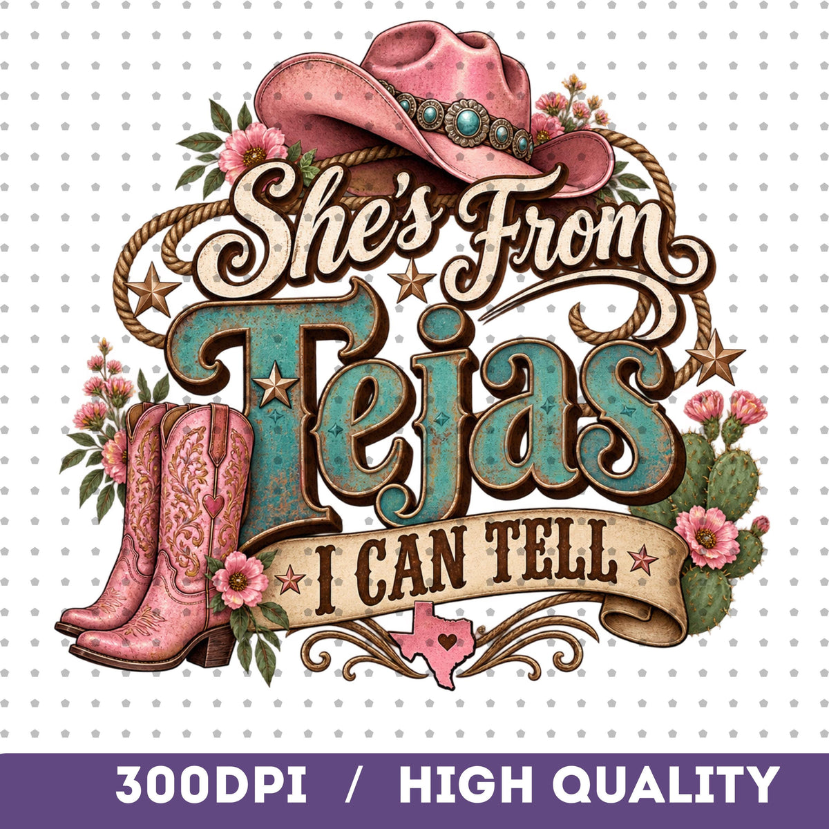 Texas cowgirl sublimation, mockup 4