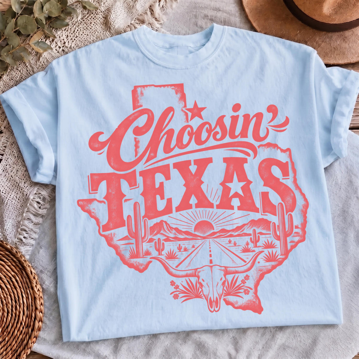 Western longhorn cactus design, mockup 3