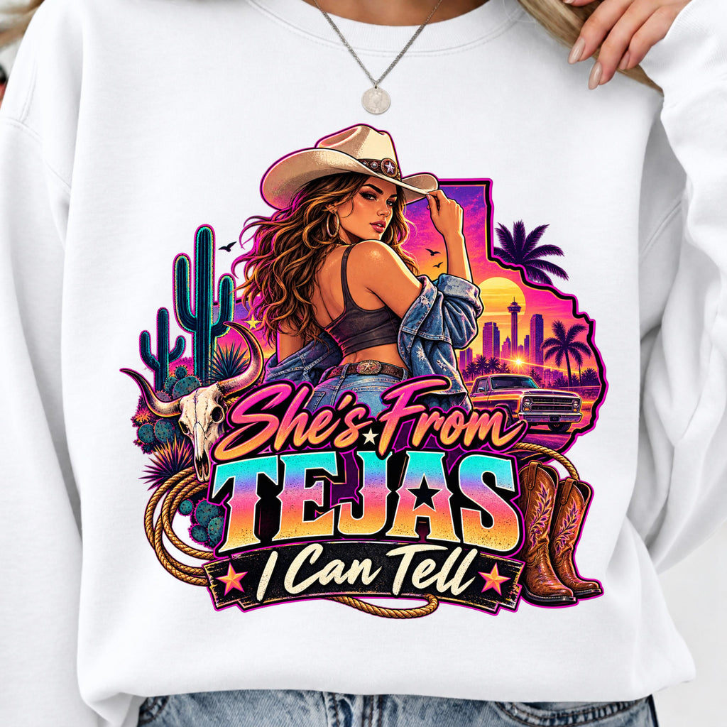 Neon Texas cowgirl PNG, mockup 2