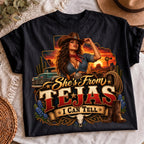 She's From Tejas I Can Tell PNG vintage rodeo cowgirl shirt mockup