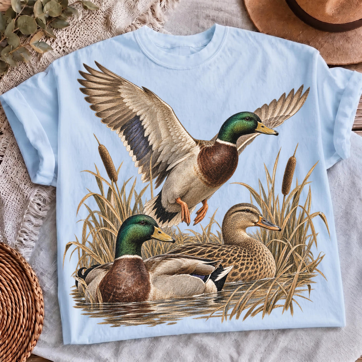 Mallard marsh wildlife shirt, mockup 4
