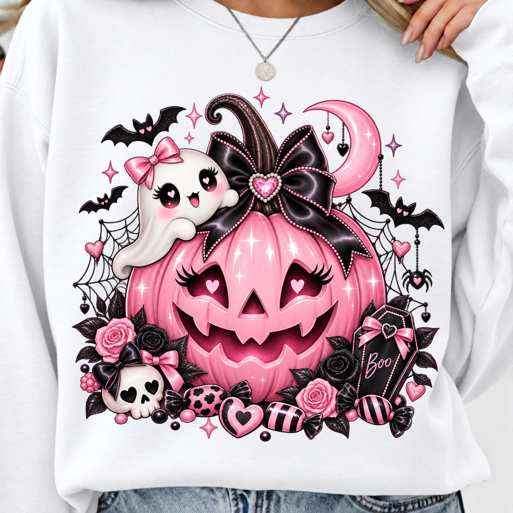 Pink jack-o-lantern ghost PNG, mockup 2