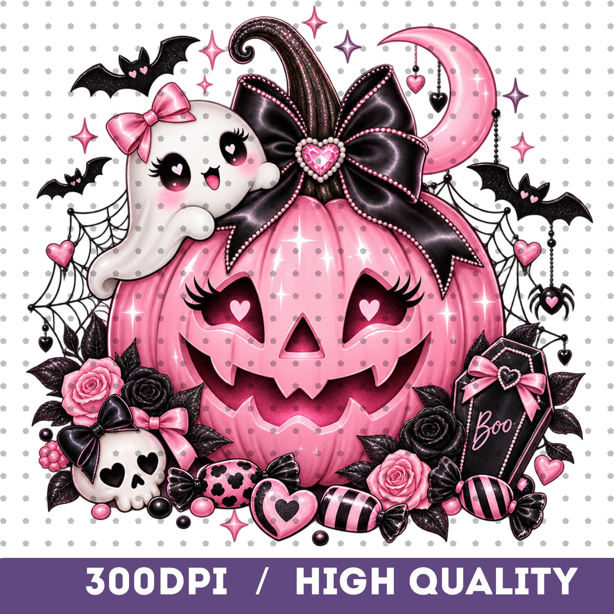 Pink pumpkin ghost PNG coquette Halloween roses shirt mockup
