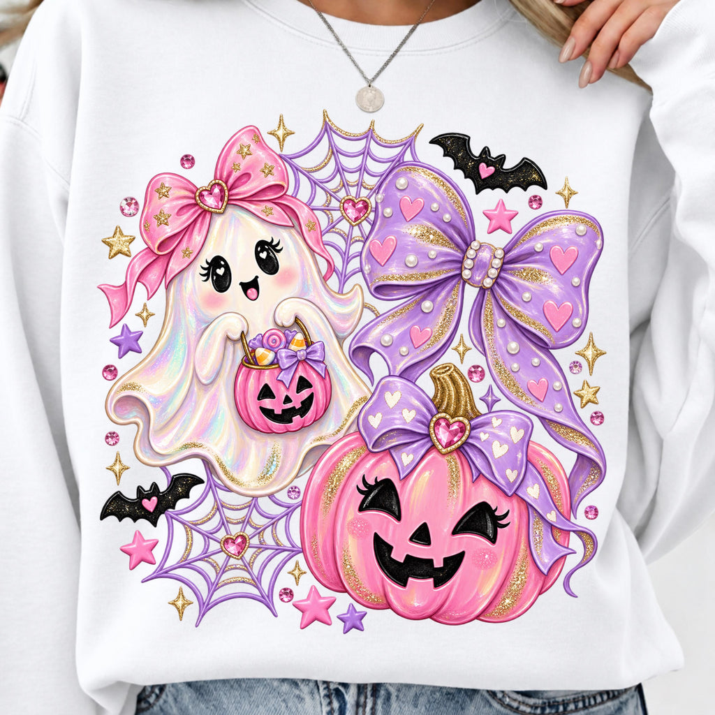 Pastel Halloween ghost PNG coquette pink pumpkin shirt mockup