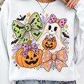 Crayon Halloween ghost PNG hand drawn pumpkin bow shirt mockup