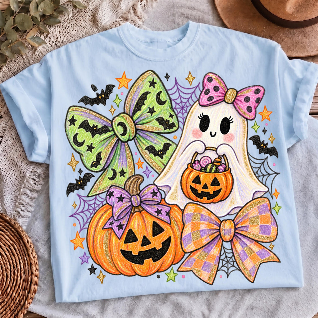 Crayon style spooky shirt, mockup 4
