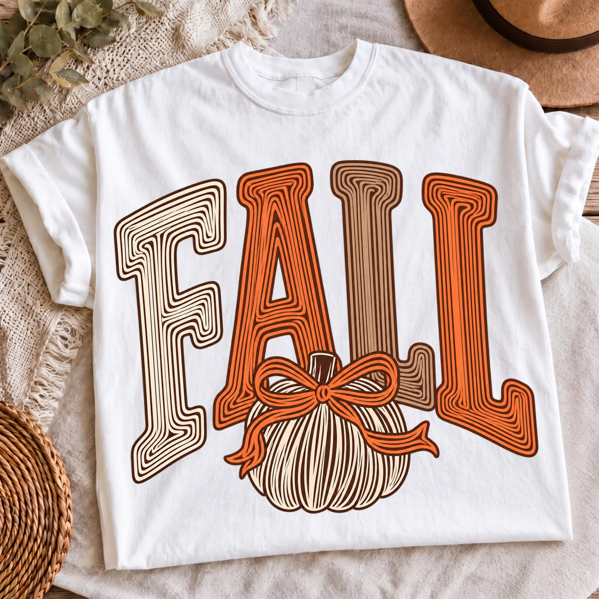 Groovy fall pumpkin bow PNG, mockup 2
