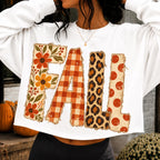Patchwork Fall PNG floral leopard gingham autumn shirt mockup