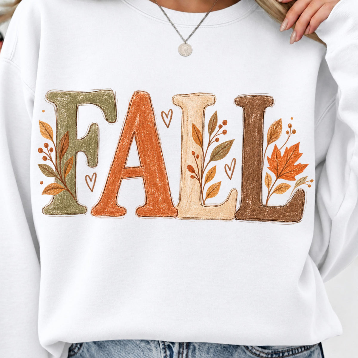 Minimalist Fall PNG neutral hand drawn autumn shirt mockup