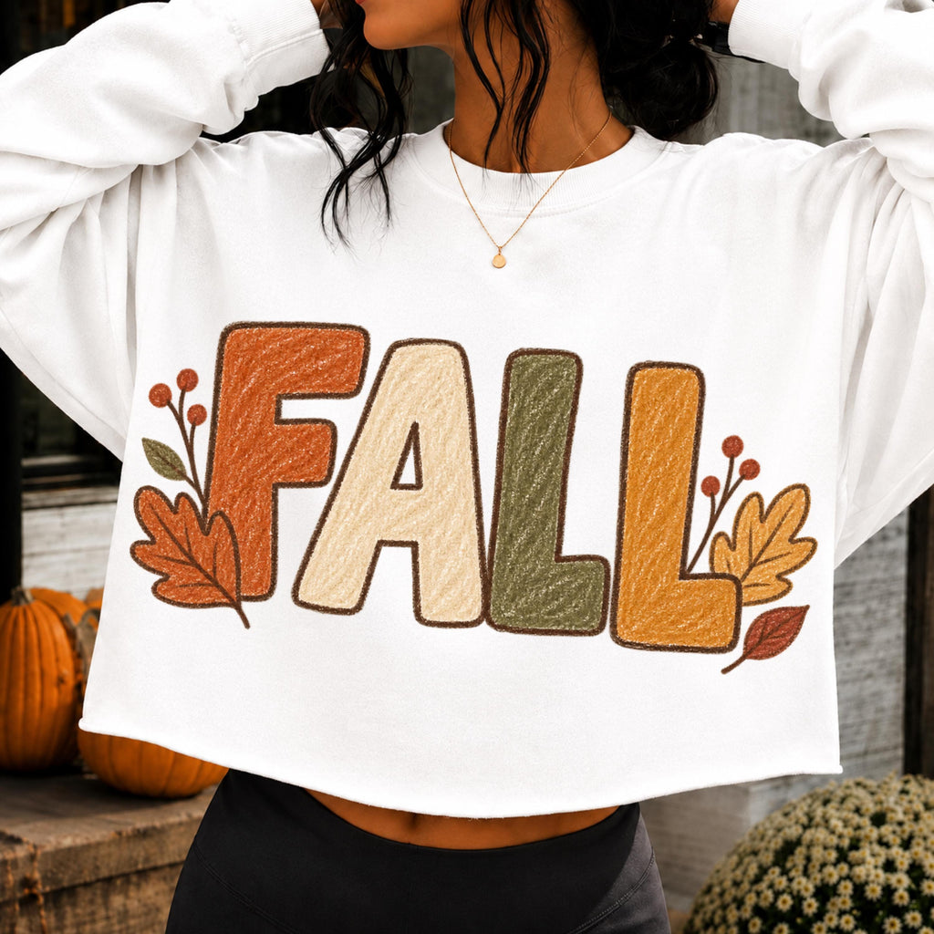 Fall PNG bold hand drawn crayon autumn shirt mockup