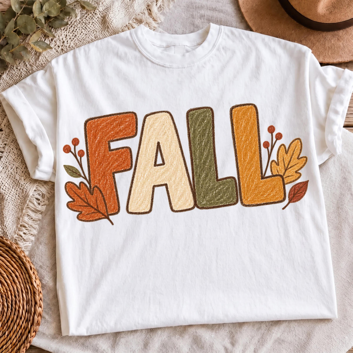 Hand drawn autumn shirt, mockup 4