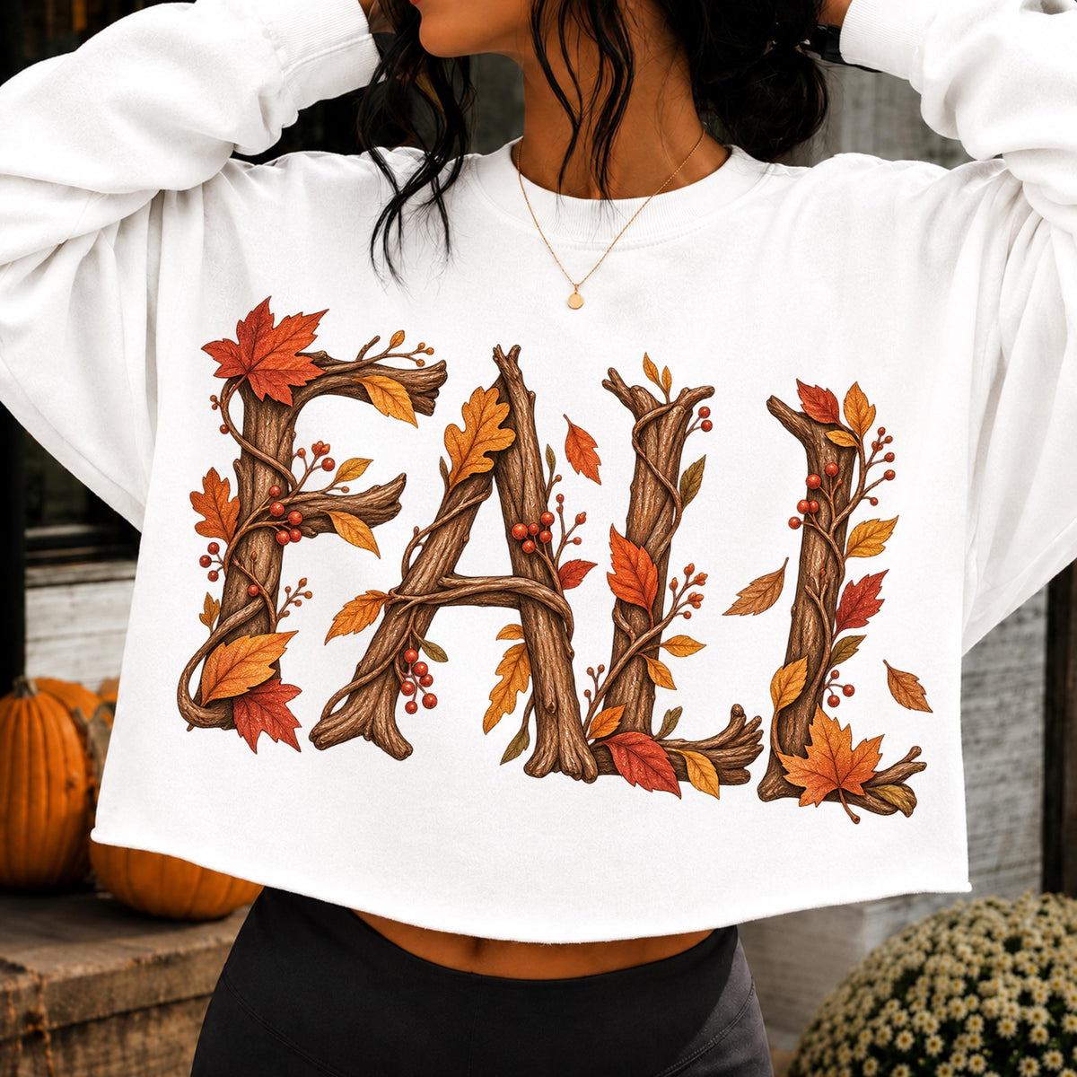 Fall twig letters PNG rustic branch autumn shirt mockup