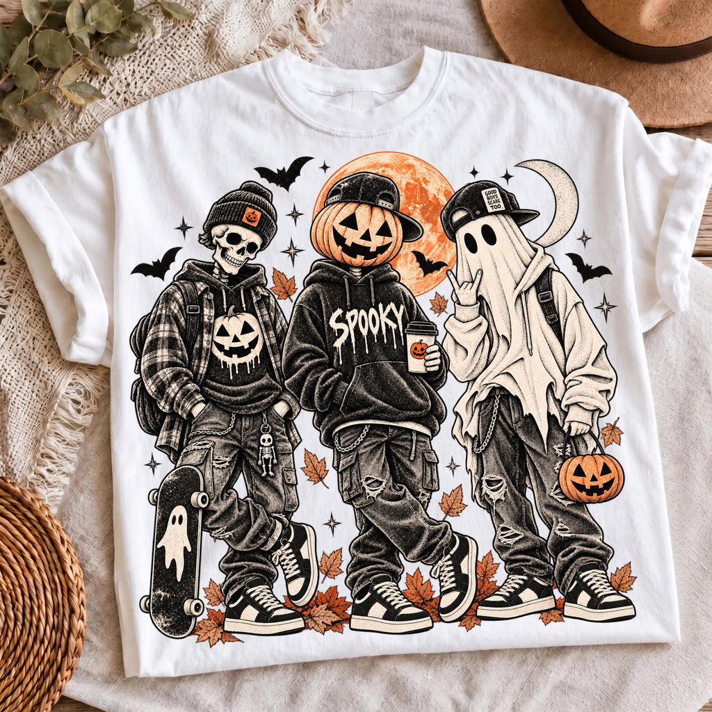 Skeleton skater Halloween streetwear PNG, mockup 2