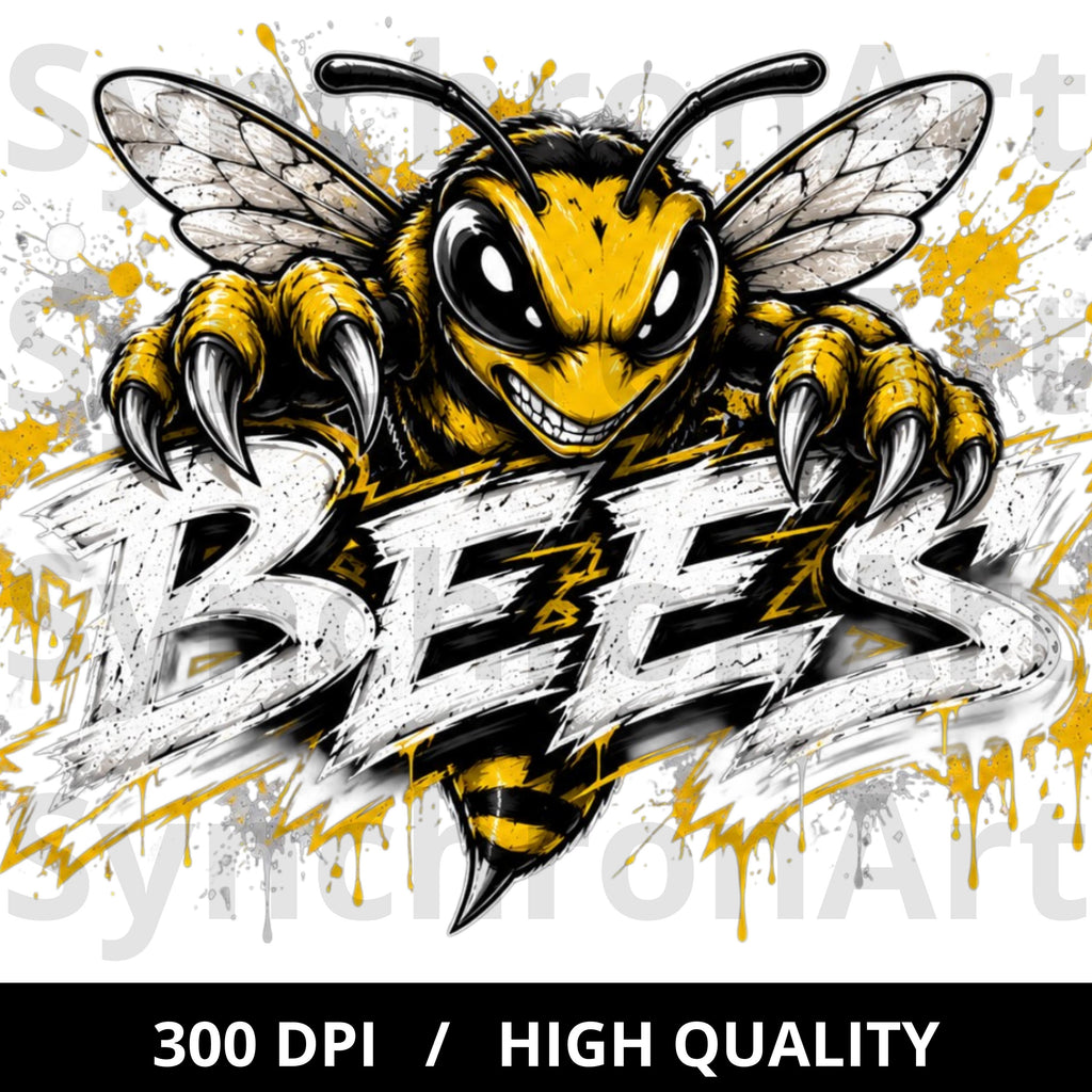 Bees mascot PNG angry bee sports team shirt design mockup