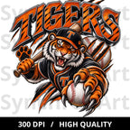 Tigers baseball PNG tiger mascot team shirt mockup