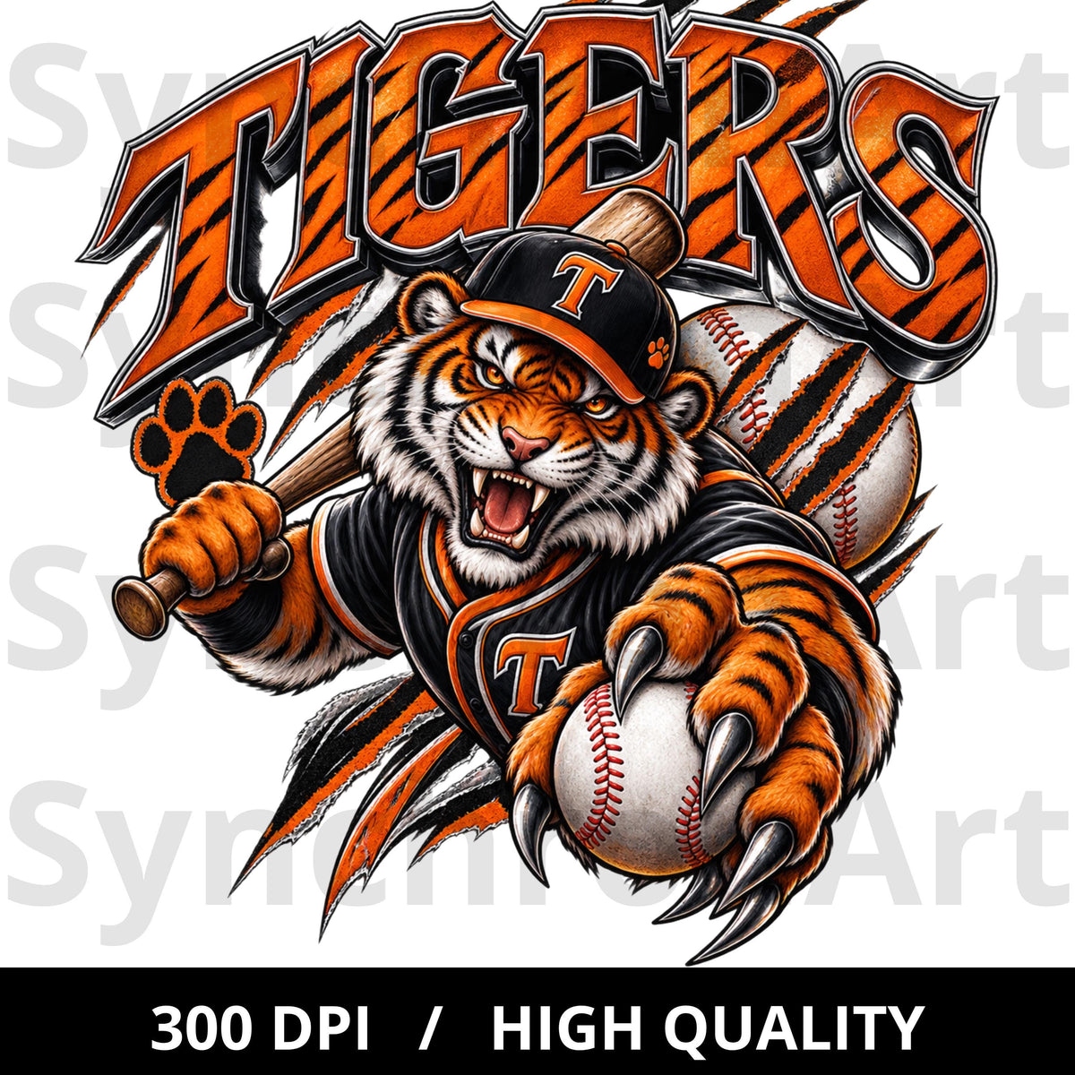 Tigers baseball PNG tiger mascot team shirt mockup